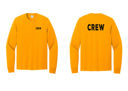 NYC Factory Crew Cotton Long Sleeve T-Shirt for Event Staff & Production Teams (Rustic) - Chest + Back - Gold