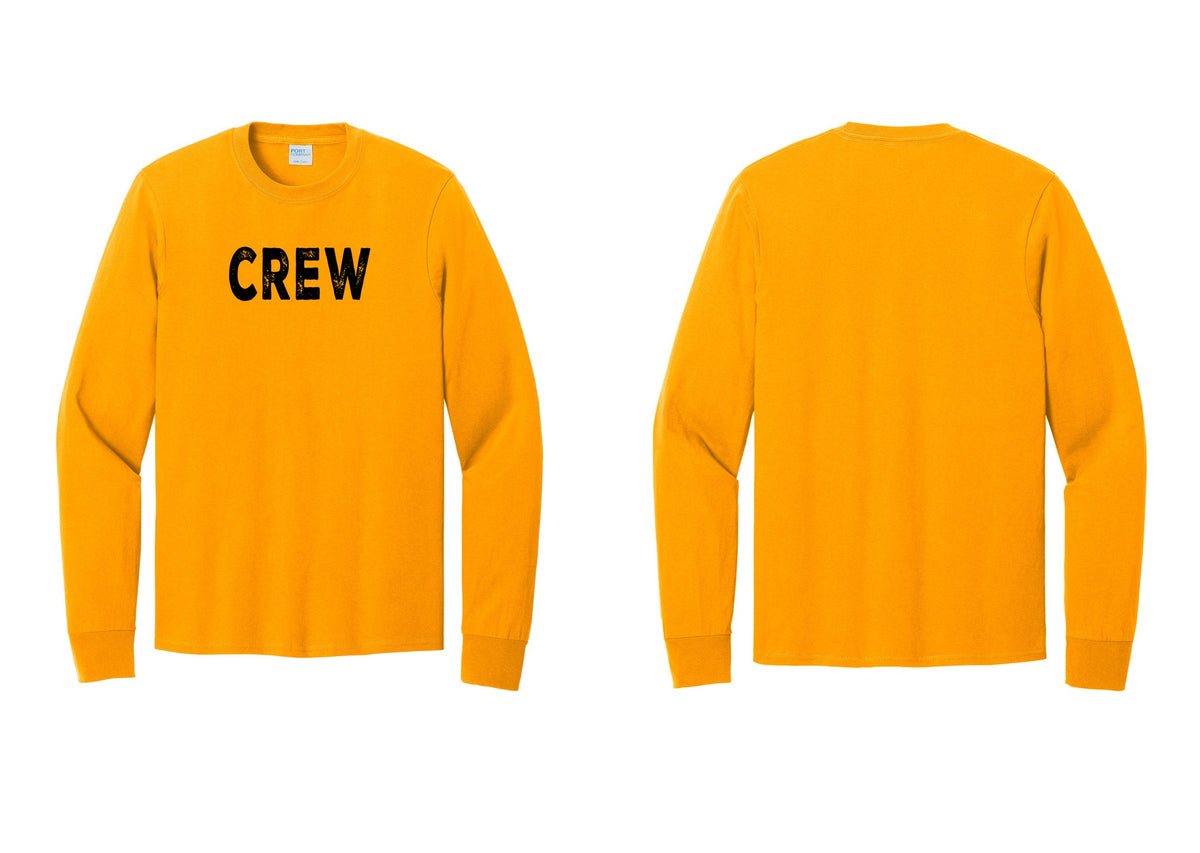 NYC Factory Crew Cotton Long Sleeve T-Shirt for Event Staff & Production Teams (Rustic) - Front Only - Gold