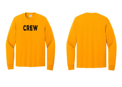 NYC Factory Crew Cotton Long Sleeve T-Shirt for Event Staff & Production Teams (Rustic) - Front Only - Gold