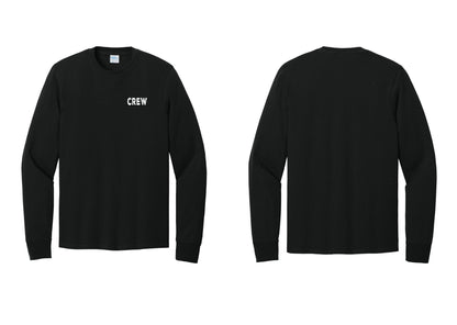 NYC Factory Crew Cotton Long Sleeve T-Shirt for Event Staff & Production Teams (Rustic) - Chest Only - Black