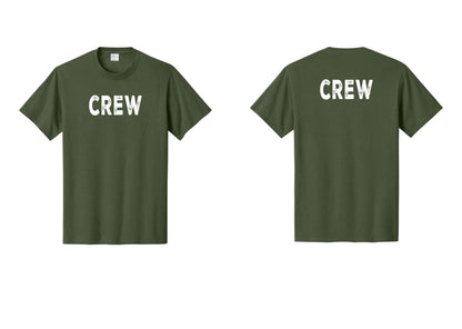 NYC Factory Crew T-Shirt, Rustic Lettering - Front + Back - Olive