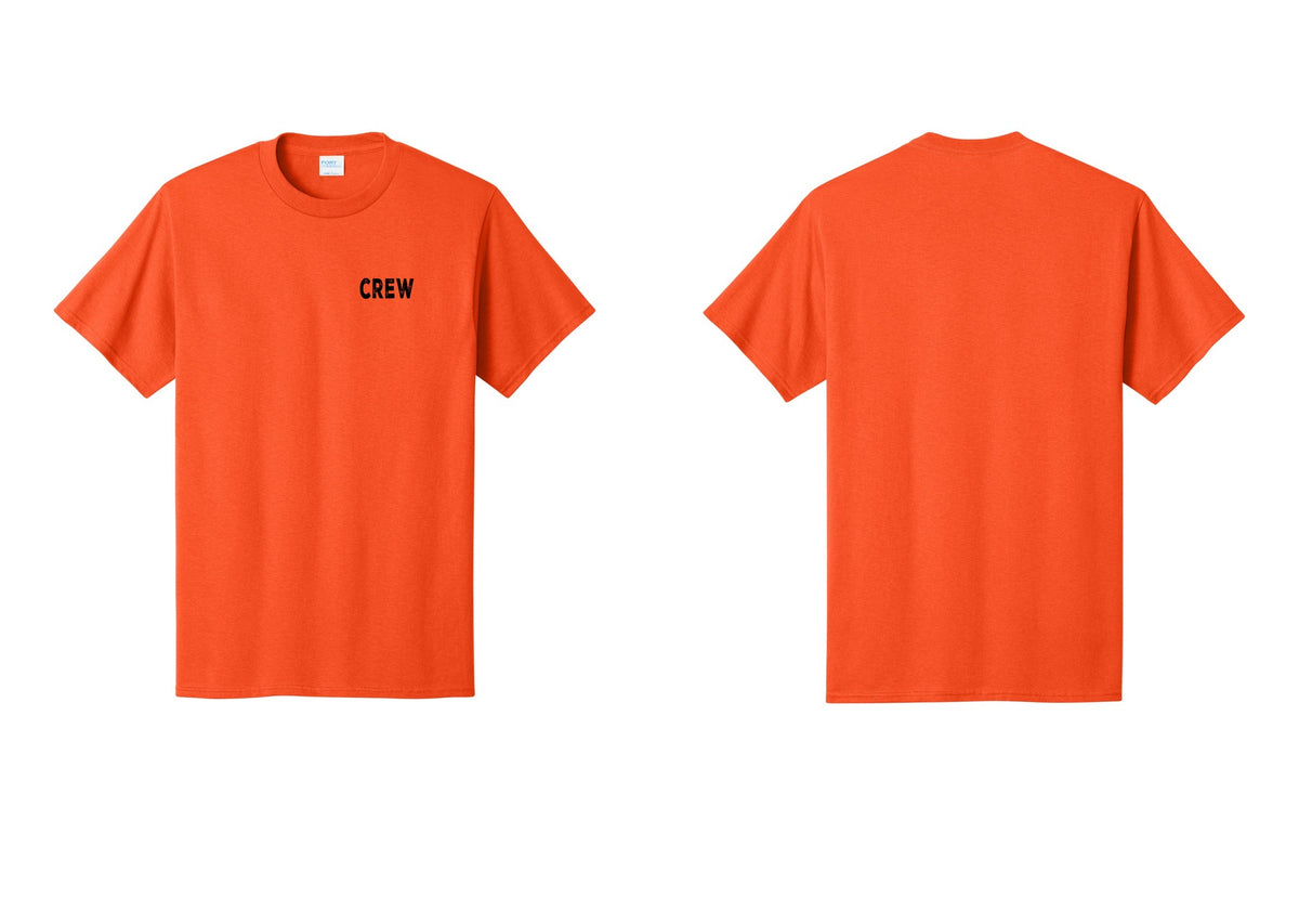 NYC Factory Crew T-Shirt, Rustic Lettering - Chest Only - Orange