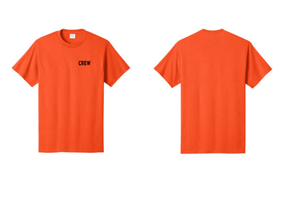 NYC Factory Crew T-Shirt, Rustic Lettering - Chest Only - Orange