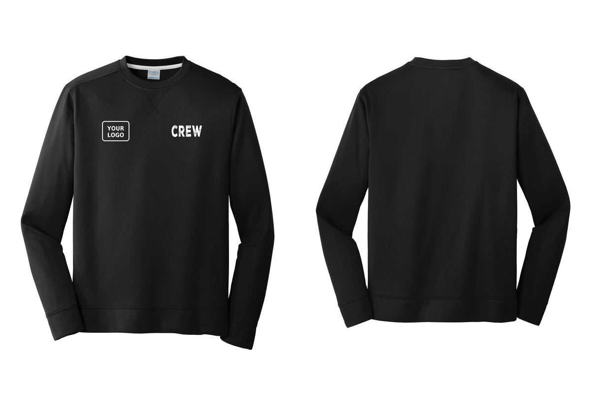 NYC Factory Custom Work Crew Uniform Performance Fleece Crewneck Sweatshirt with Your Logo (Rustic) - CREW + Your Logo - Black