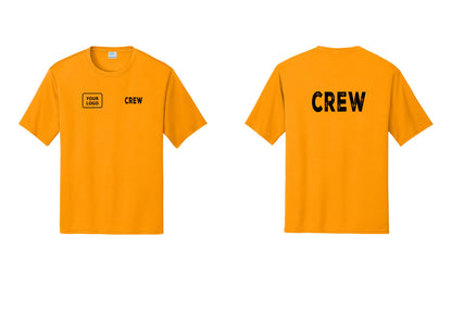 NYC Factory Custom Work Crew Uniform Performance Tee with Your Logo (Rustic) - CREW + Your Logo + Back - Gold