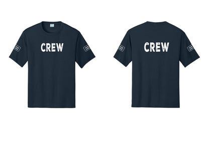 NYC Factory Custom Work Crew Uniform Performance Tee with Your Logo (Rustic) - Front + Back + Your Logo Sleeves - Navy