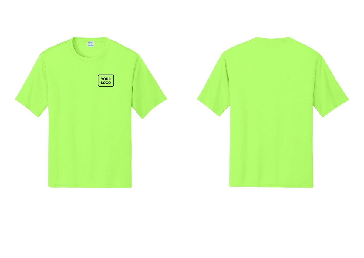NYC Factory Custom Work Crew Uniform Performance Tee with Your Logo (Rustic) - Your Logo Only - Neon Green