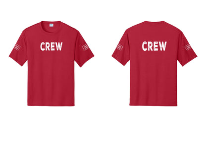 NYC Factory Custom Work Crew Uniform Performance Tee with Your Logo (Rustic) - Front + Back + Your Logo Sleeves - Red