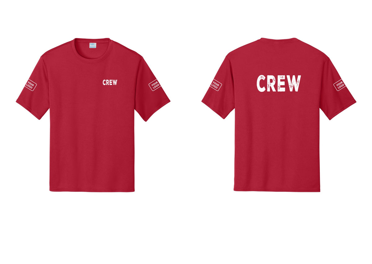 NYC Factory Custom Work Crew Uniform Performance Tee with Your Logo (Rustic) - Chest + Back + Your Logo Sleeves - Red