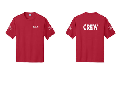 NYC Factory Custom Work Crew Uniform Performance Tee with Your Logo (Rustic) - Chest + Back + Your Logo Sleeves - Red