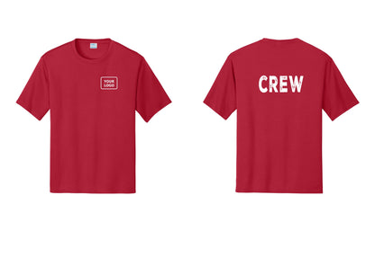 NYC Factory Custom Work Crew Uniform Performance Tee with Your Logo (Rustic) - Your Logo + Back - Red