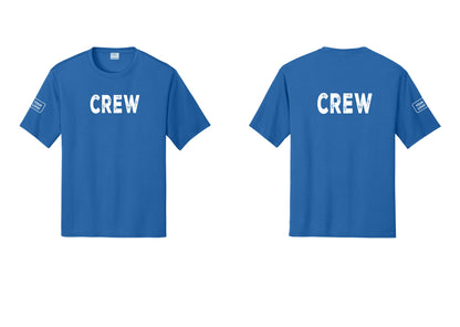 NYC Factory Custom Work Crew Uniform Performance Tee with Your Logo (Rustic) - Front + Back + Your Logo Sleeve - Royal