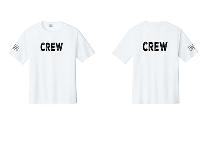 NYC Factory Custom Work Crew Uniform Performance Tee with Your Logo (Rustic) - Front + Back + Your Logo Sleeve - White