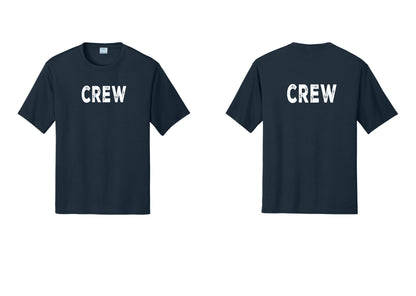 NYC Factory Crew Performance T-Shirt for Event Staff & Production Teams (Rustic) - Front + Back - Navy