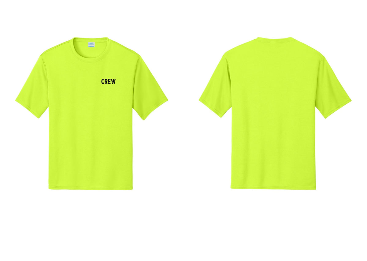 NYC Factory Crew Performance T-Shirt for Event Staff & Production Teams (Rustic) - Chest Only - Neon Yellow