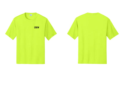NYC Factory Crew Performance T-Shirt for Event Staff & Production Teams (Rustic) - Chest Only - Neon Yellow