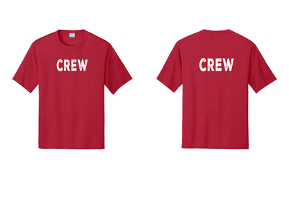 NYC Factory Crew Performance T-Shirt for Event Staff & Production Teams (Rustic) - Front + Back - Red