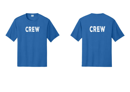 NYC Factory Crew Performance T-Shirt for Event Staff & Production Teams (Rustic) - Front + Back - Royal