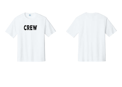 NYC Factory Crew Performance T-Shirt for Event Staff & Production Teams (Rustic) - Front Only - White