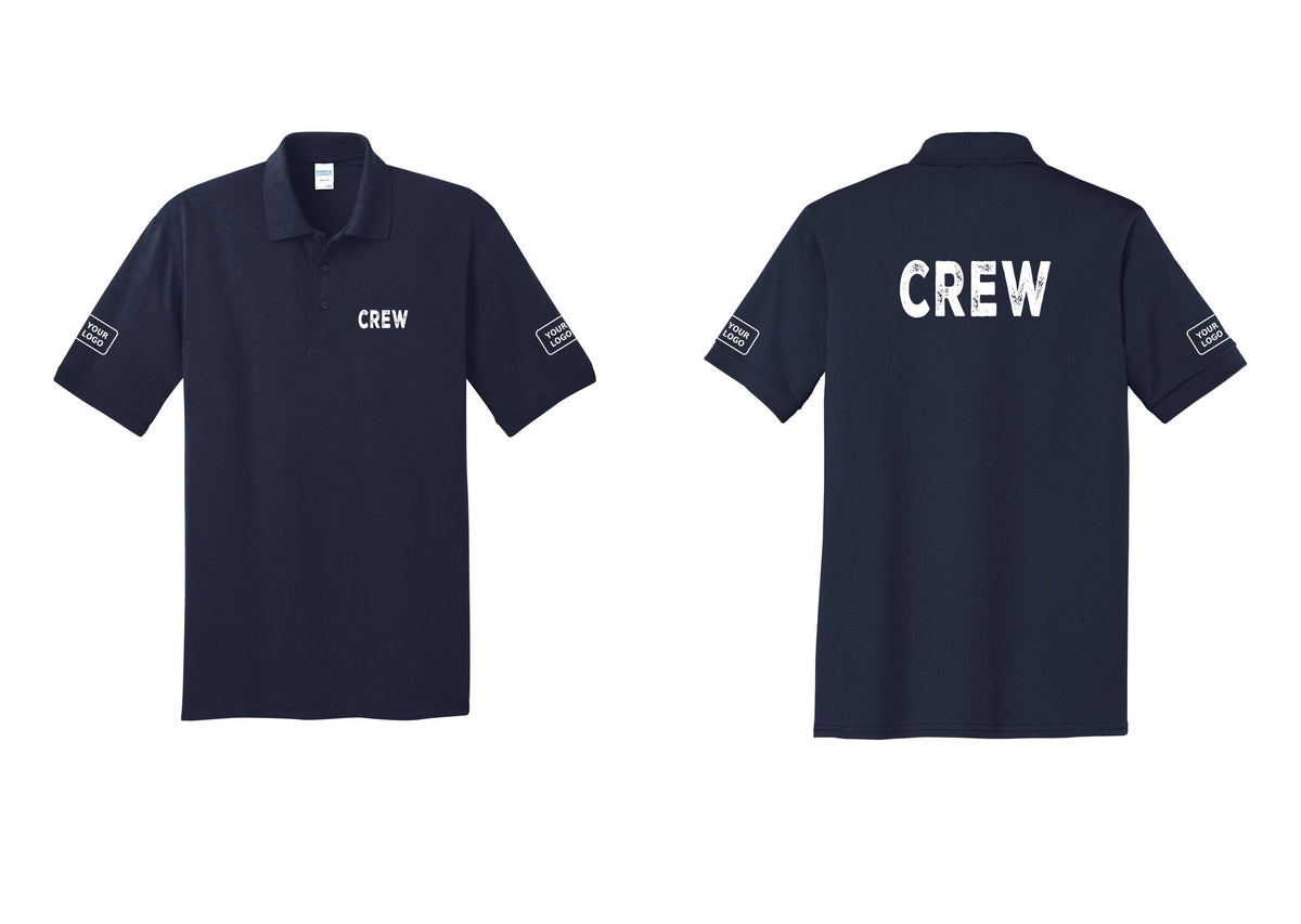 NYC Factory Custom Work Crew Uniform Polo Shirt with Your Logo (Rustic) - Chest + Back + Your Logo Sleeves - Navy