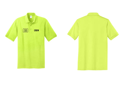NYC Factory Custom Work Crew Uniform Polo Shirt with Your Logo (Rustic) - CREW + Your Logo - Safety Green