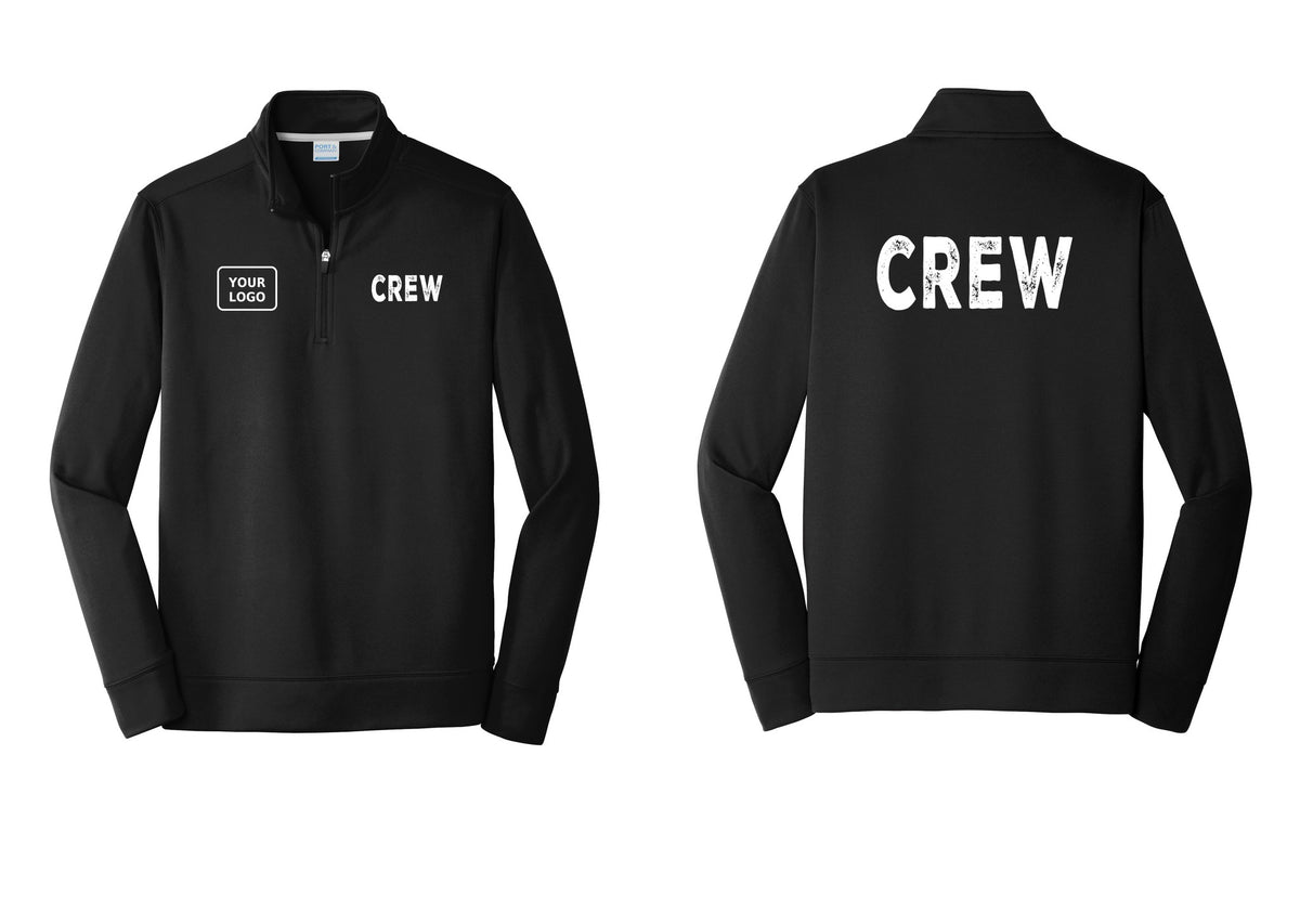 NYC Factory Custom Work Crew Uniform Performance Fleece 1/4-Zip Pullover Sweatshirt with Your Logo (Rustic) - CREW + Your Logo + Back - Black