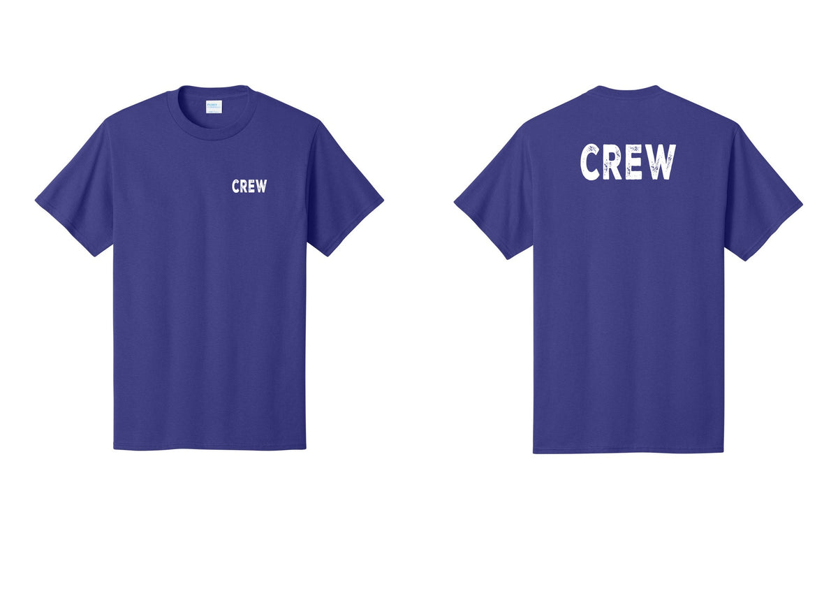 NYC Factory Crew T-Shirt, Rustic Lettering - Chest + Back - Purple