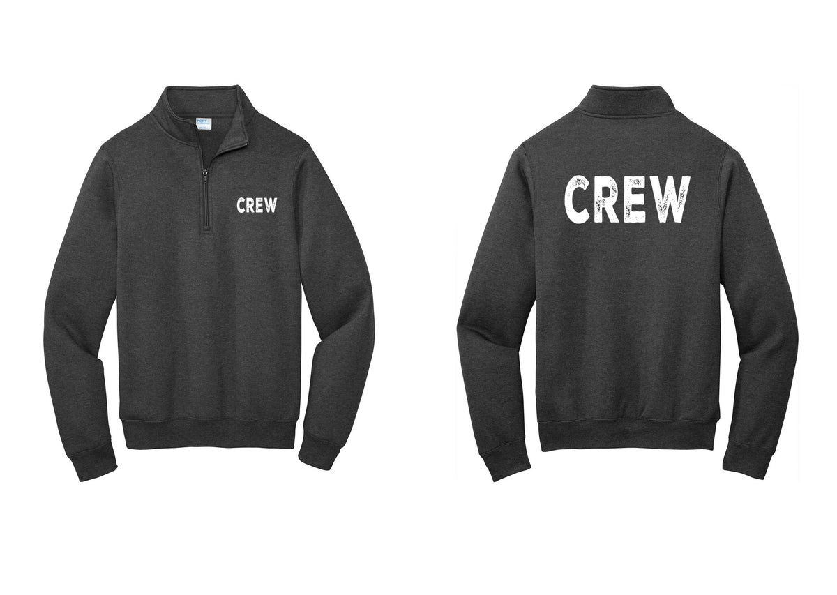 NYC Factory Crew Cotton Fleece 1/4-Zip Pullover Sweatshirt for Event Staff & Production Teams (Rustic) - Chest + Back - Dark Heather Grey
