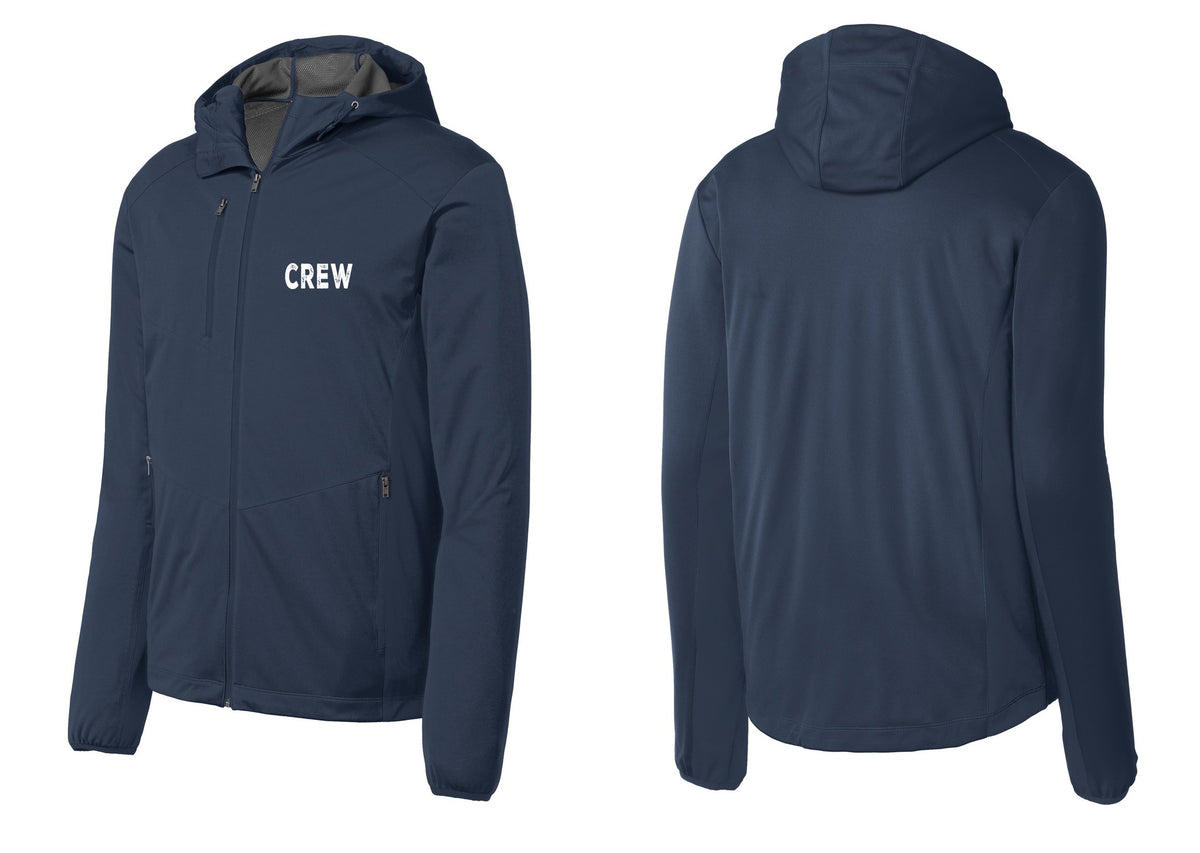 NYC Factory Crew Soft Shell Hooded Jacket for Event Staff & Production Teams (Rustic) - Chest Only - Dress Blue Navy