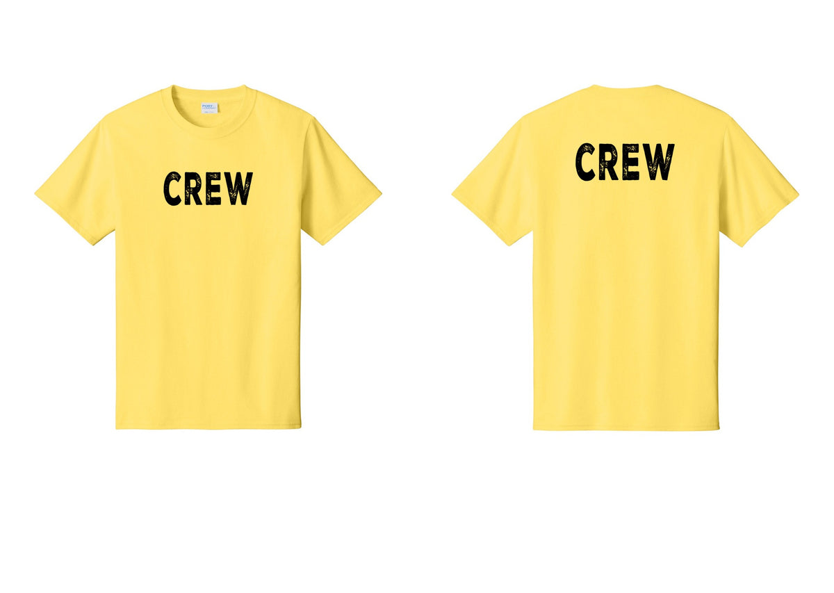 NYC Factory Crew T-Shirt for Event Staff & Production Teams (Rustic) - Front + Back - Yellow