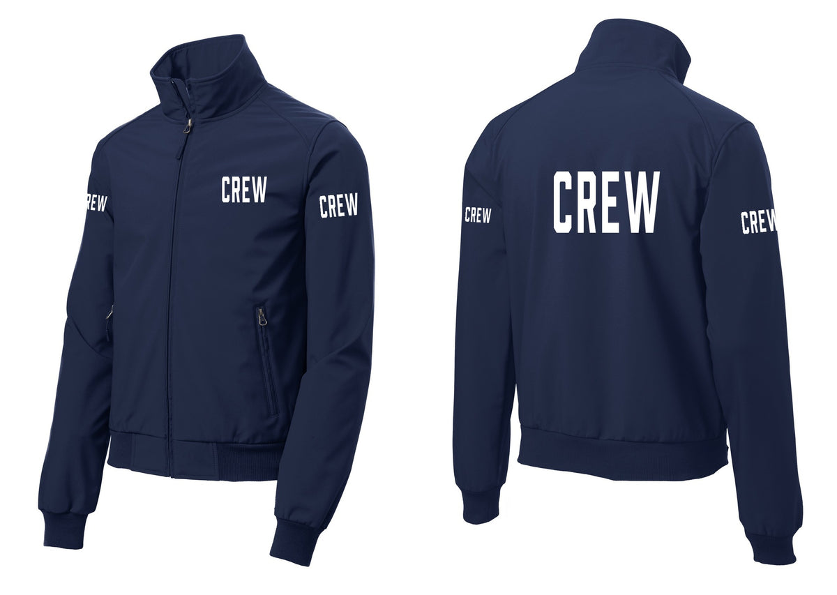 NYC Factory Crew Soft Shell Bomber Jacket for Event Staff & Production Teams (Classic) - Chest + Back + Crew Sleeves - Dress Blue Navy