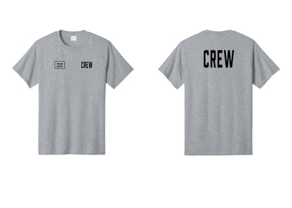 NYC Factory Custom Logo Crew T-Shirt, Condensed Lettering - CREW + Your Logo + Back - Athletic Heather