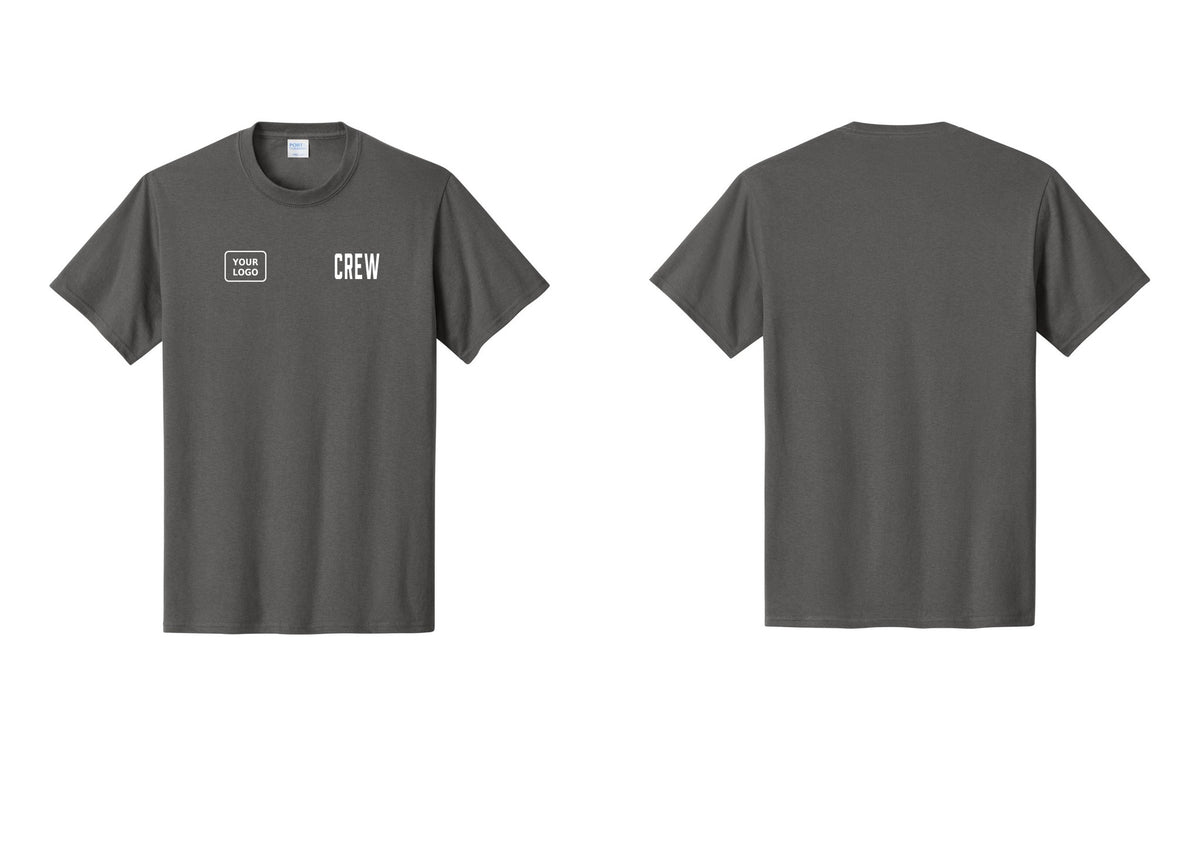 NYC Factory Custom Logo Crew T-Shirt, Condensed Lettering - CREW + Your Logo - Charcoal