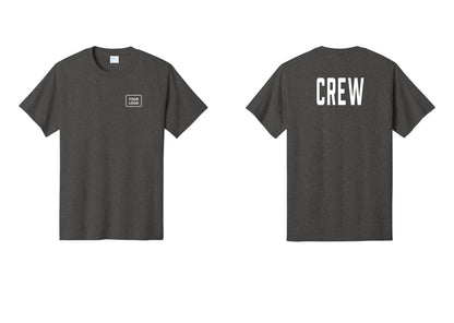 NYC Factory Custom Logo Crew T-Shirt, Condensed Lettering - Your Logo + Back - Dark Heather Grey