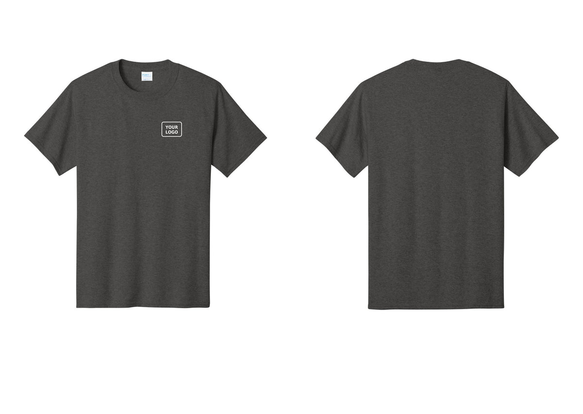 NYC Factory Custom Logo Crew T-Shirt, Condensed Lettering - Your Logo Only - Dark Heather Grey