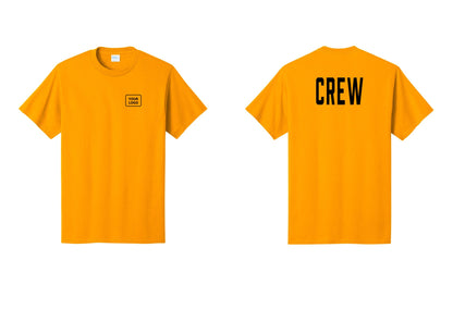 NYC Factory Custom Logo Crew T-Shirt, Condensed Lettering - Your Logo + Back - Gold