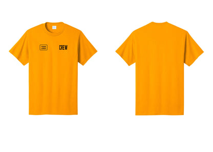 NYC Factory Custom Logo Crew T-Shirt, Condensed Lettering - CREW + Your Logo - Gold