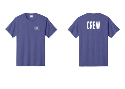 NYC Factory Custom Logo Crew T-Shirt, Condensed Lettering - Your Logo + Back - Heather Purple
