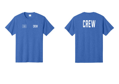 NYC Factory Custom Logo Crew T-Shirt, Condensed Lettering - CREW + Your Logo + Back - Heather Royal