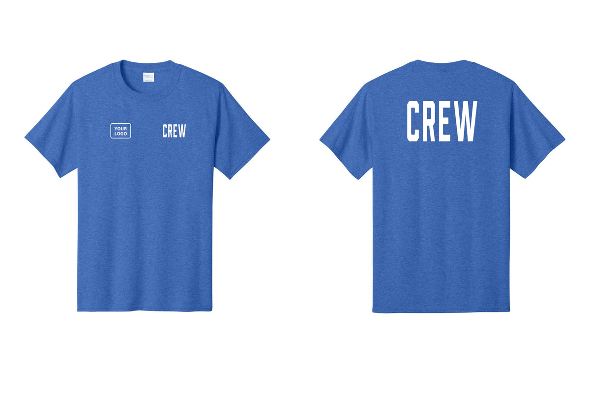 NYC Factory Custom Work Crew Uniform Tee with Your Logo (Classic) - CREW + Your Logo + Back - Heather Royal