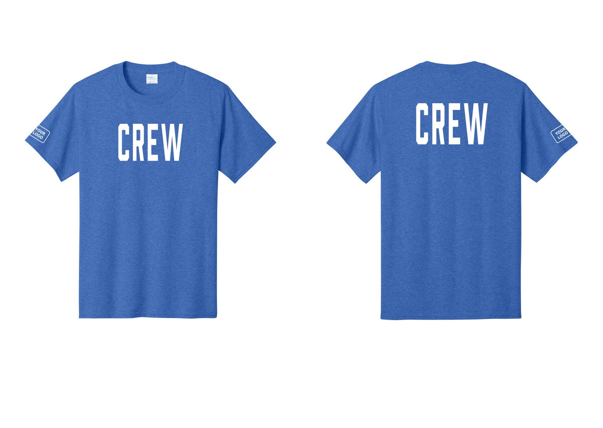 NYC Factory Custom Work Crew Uniform Tee with Your Logo (Classic) - Front + Back + Your Logo Sleeve - Heather Royal