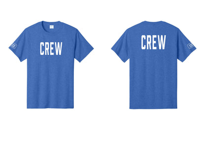 NYC Factory Custom Work Crew Uniform Tee with Your Logo (Classic) - Front + Back + Your Logo Sleeve - Heather Royal