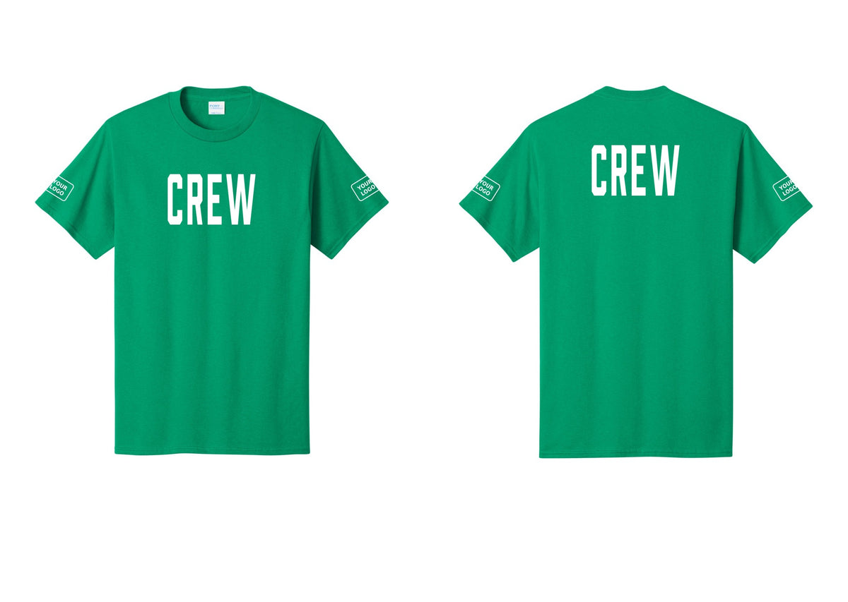 NYC Factory Custom Logo Crew T-Shirt, Condensed Lettering - Front + Back + Your Logo Sleeves - Kelly