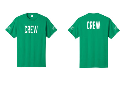 NYC Factory Custom Logo Crew T-Shirt, Condensed Lettering - Front + Back + Your Logo Sleeves - Kelly