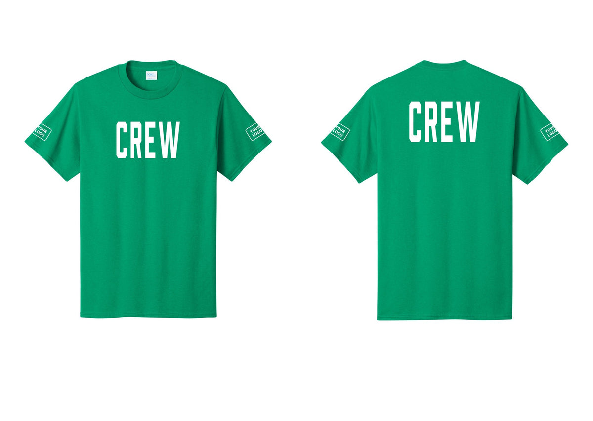 NYC Factory Custom Work Crew Uniform Tee with Your Logo (Classic) - Front + Back + Your Logo Sleeves - Kelly