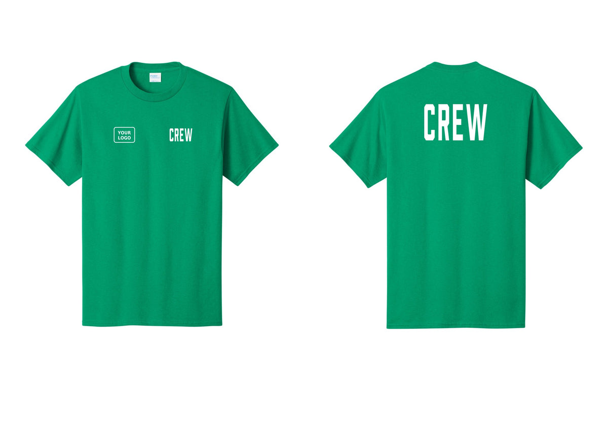NYC Factory Custom Logo Crew T-Shirt, Condensed Lettering - CREW + Your Logo + Back - Kelly