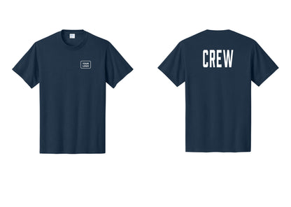 NYC Factory Custom Logo Crew T-Shirt, Condensed Lettering - Your Logo + Back - Navy