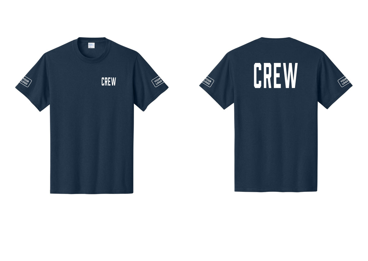 NYC Factory Custom Work Crew Uniform Tee with Your Logo (Classic) - Chest + Back + Your Logo Sleeves - Navy