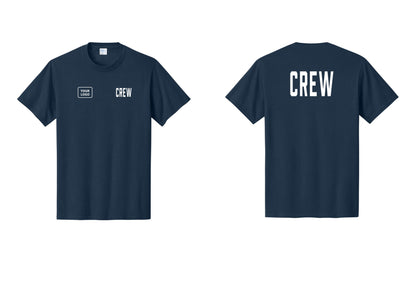 NYC Factory Custom Logo Crew T-Shirt, Condensed Lettering - CREW + Your Logo + Back - Navy