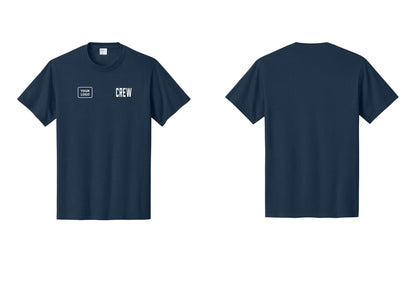 NYC Factory Custom Logo Crew T-Shirt, Condensed Lettering - CREW + Your Logo - Navy